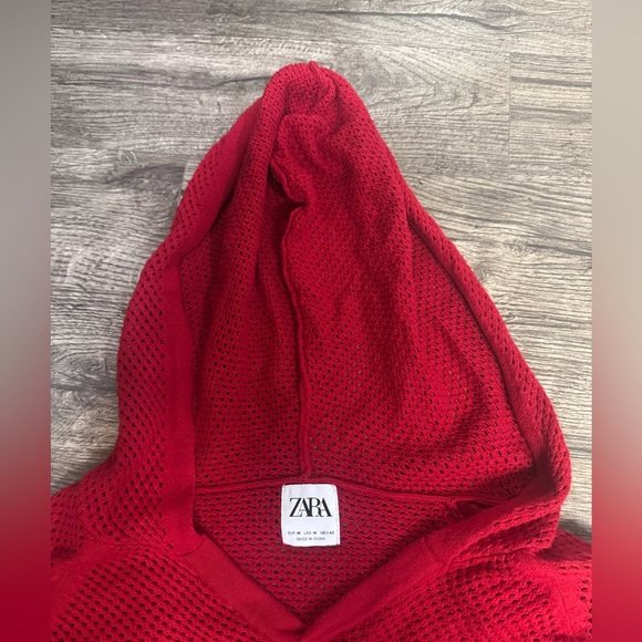Zara Red Textured Hoodie - Picture 7 of 8